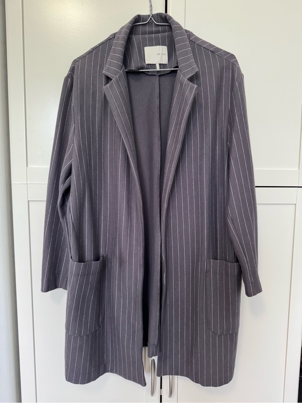 OAK + FORT Gray Pinstripe Oversized Blazer